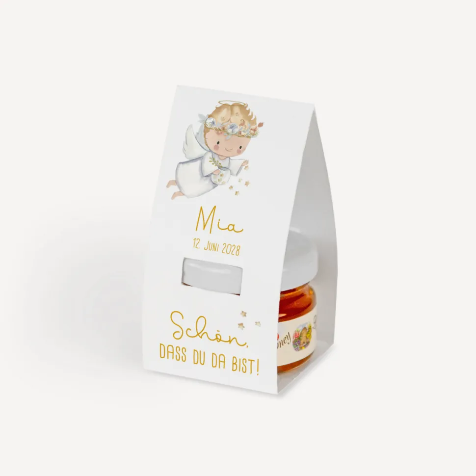 Geschenktäschchen mit Blütenhonig "Kleiner Engel"