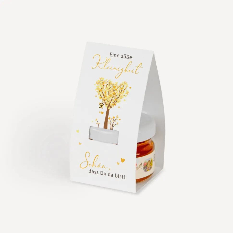 Geschenktäschchen mit Blütenhonig "Baum Herzen"