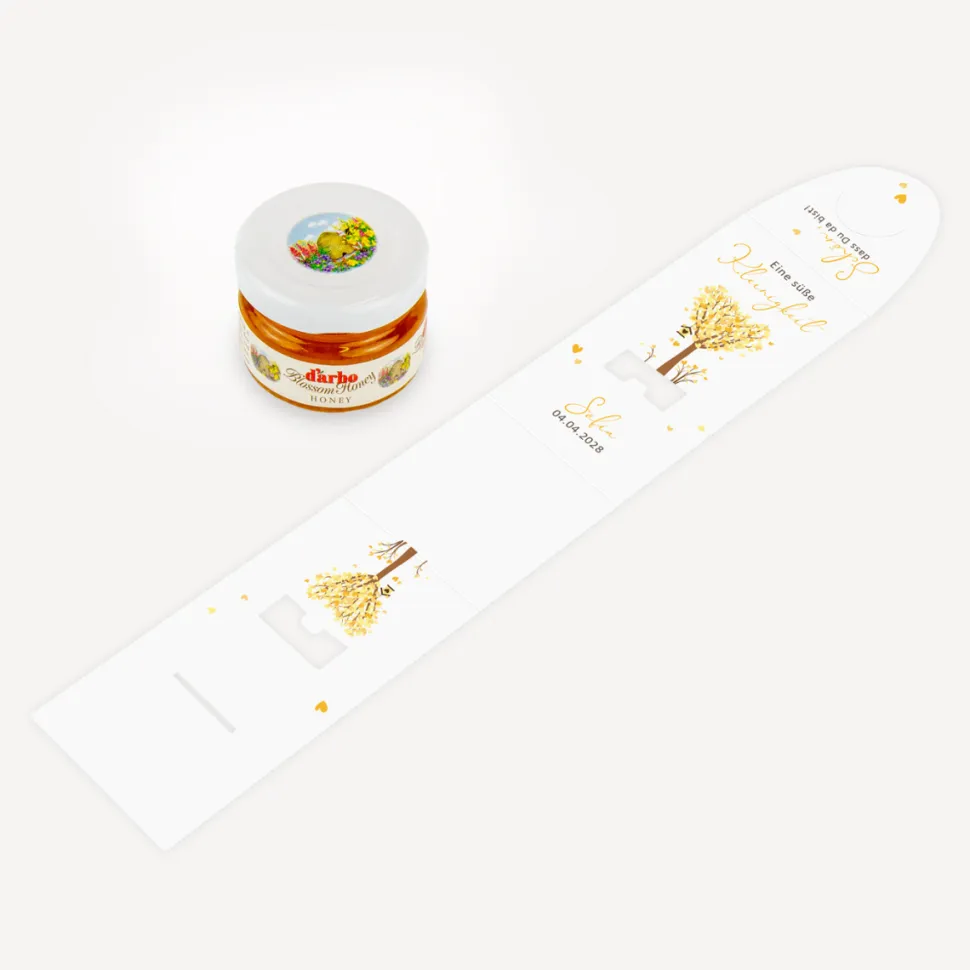 Geschenktäschchen mit Blütenhonig "Baum Herzen"