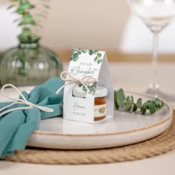 Geschenktäschchen mit Blütenhonig "Eukalyptus Geometrie"