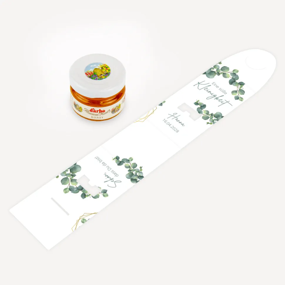 Geschenktäschchen mit Blütenhonig "Eukalyptus Geometrie"