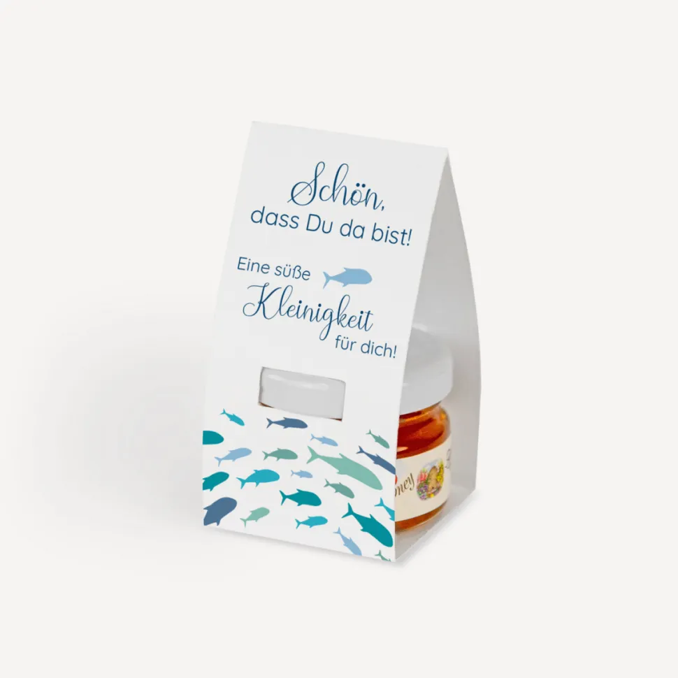 Geschenktäschchen mit Blütenhonig "Fischschwarm"
