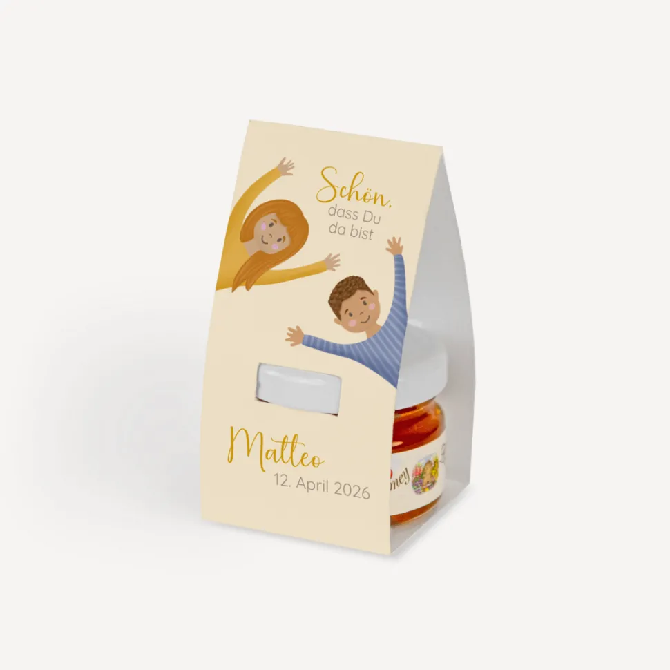 Geschenktäschchen mit Blütenhonig "Ihr seid meine Freunde!"