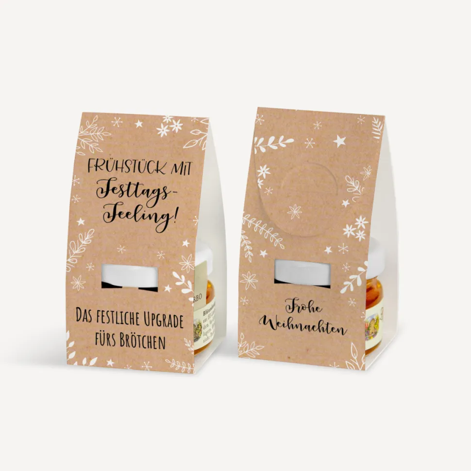 Geschenktäschchen mit Blütenhonig "Frohe Weihnachten"