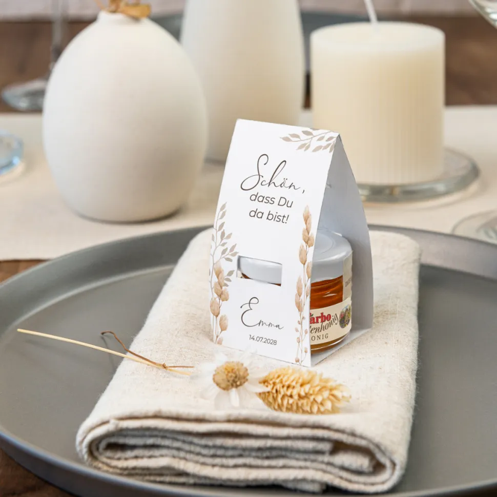 Geschenktäschchen mit Blütenhonig "Trockengras"