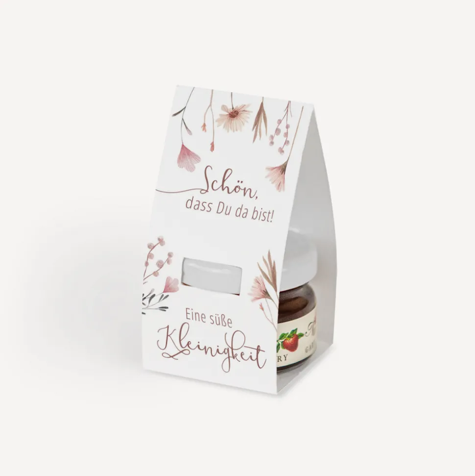 Geschenktäschchen mit Erdbeer Konfitüre "Wild Flowers"