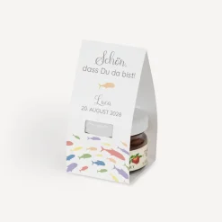 Geschenktäschchen mit Erdbeer Konfitüre "Fischschwarm"