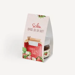 Geschenktäschchen mit Erdbeer Konfitüre 