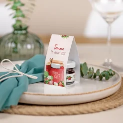 Geschenktäschchen mit Erdbeer Konfitüre 