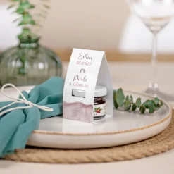 Geschenktäschchen mit Erdbeer Konfitüre "Aquarell mit Regenbogen rosa"