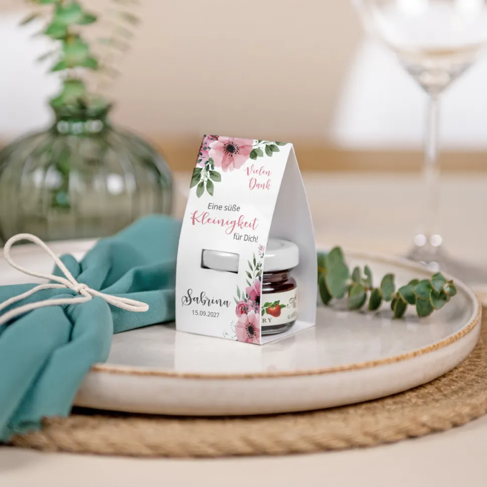 Geschenktäschchen mit Erdbeer Konfitüre "Bohemian Summer"