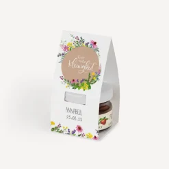 Geschenktäschchen mit Erdbeer Konfitüre "Wildblumen"