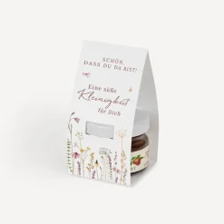 Geschenktäschchen mit Erdbeer Konfitüre "Wildromantische Blüten"