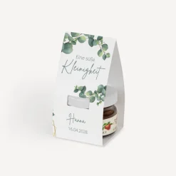 Geschenktäschchen mit Erdbeer Konfitüre "Eukalyptus Geometrie"