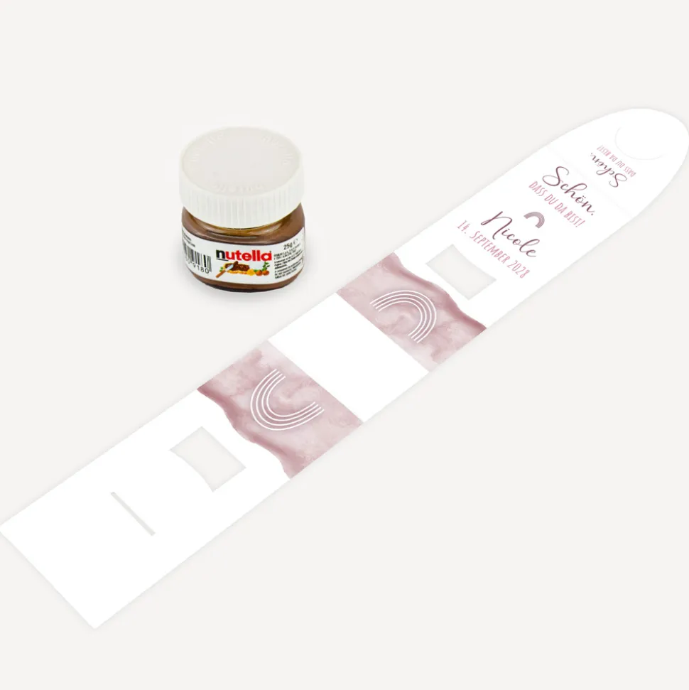 Geschenktäschchen mit Nutella "Aquarell mit Regenbogen rosa"