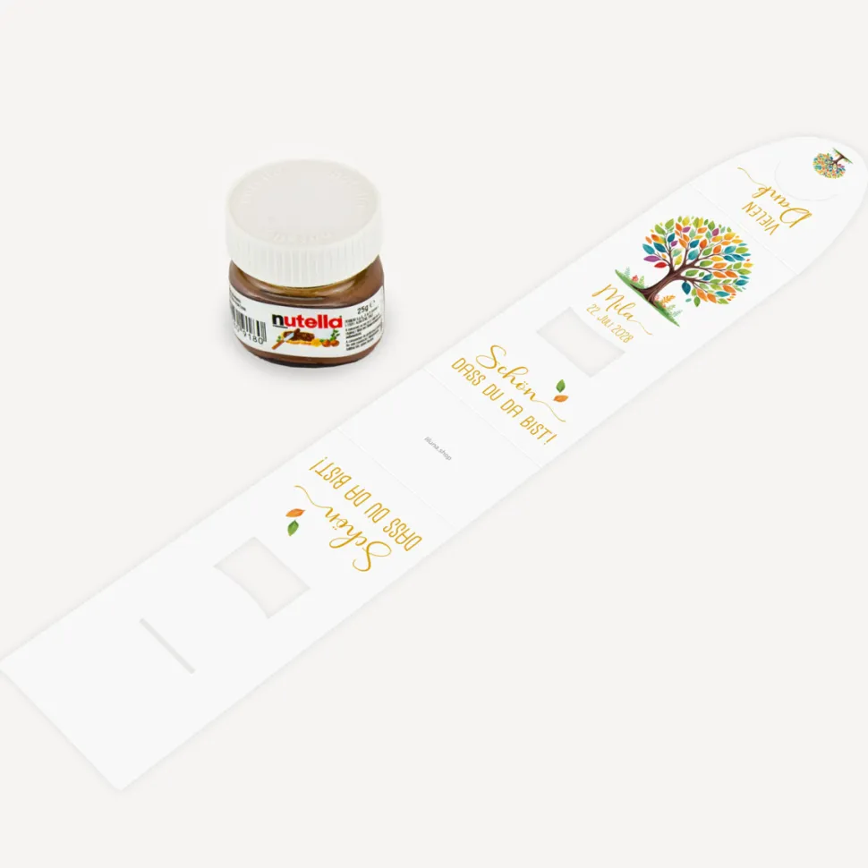 Geschenktäschchen mit Nutella "Lebensbaum Bunte Blätter"