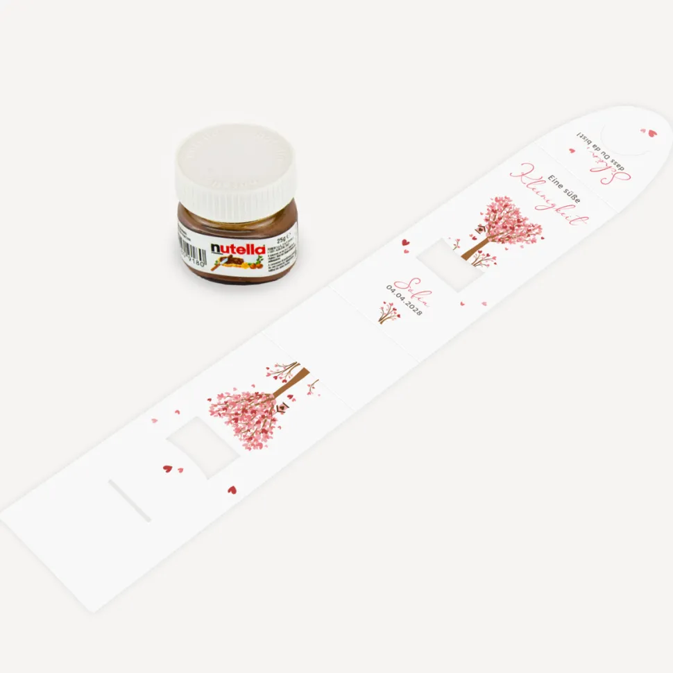 Geschenktäschchen mit Nutella "Baum Herzen"