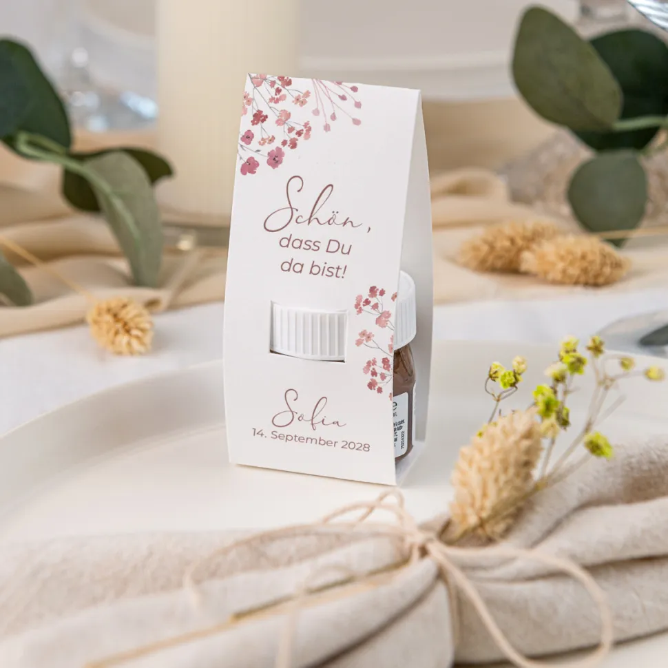 Geschenktäschchen mit Nutella "Trockenblumen Blush"