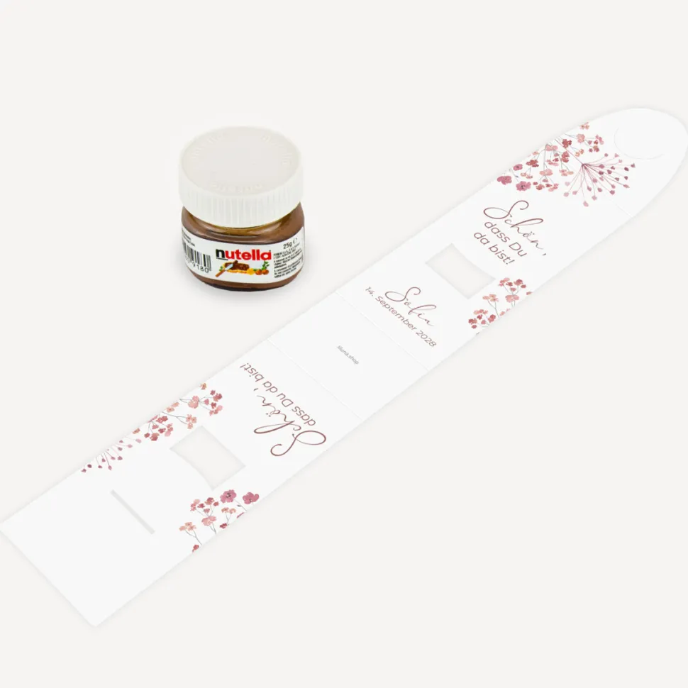 Geschenktäschchen mit Nutella "Trockenblumen Blush"