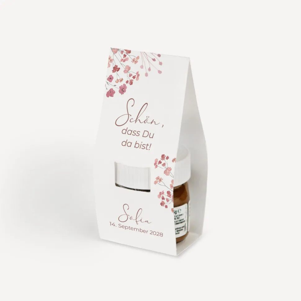 Geschenktäschchen mit Nutella "Trockenblumen Blush"