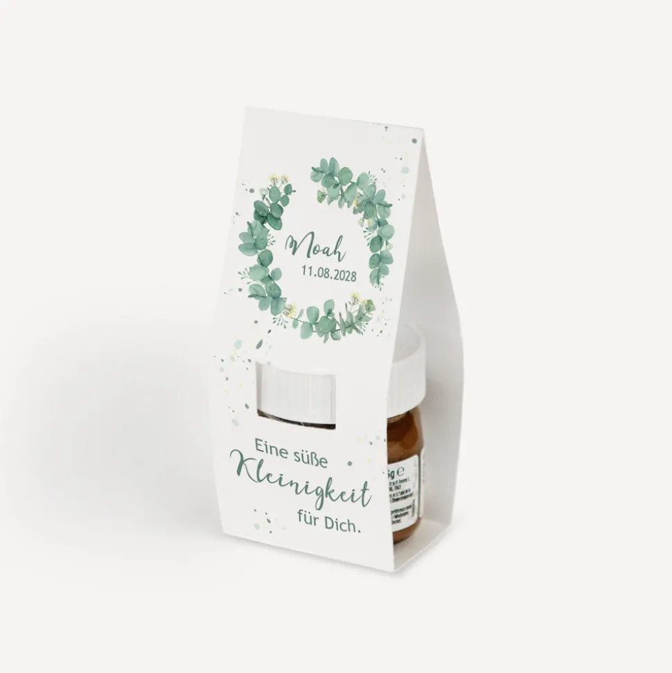 Geschenktäschchen mit Nutella "Eukalyptuskranz"