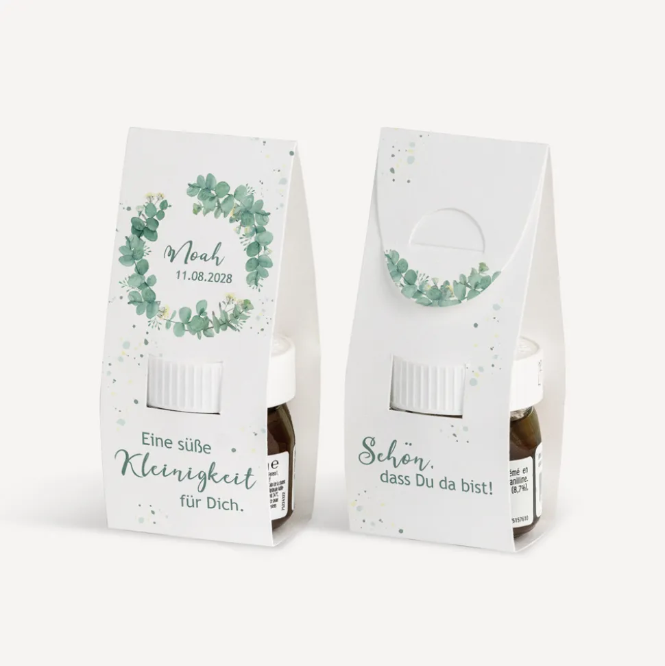 Geschenktäschchen mit Nutella "Eukalyptuskranz"