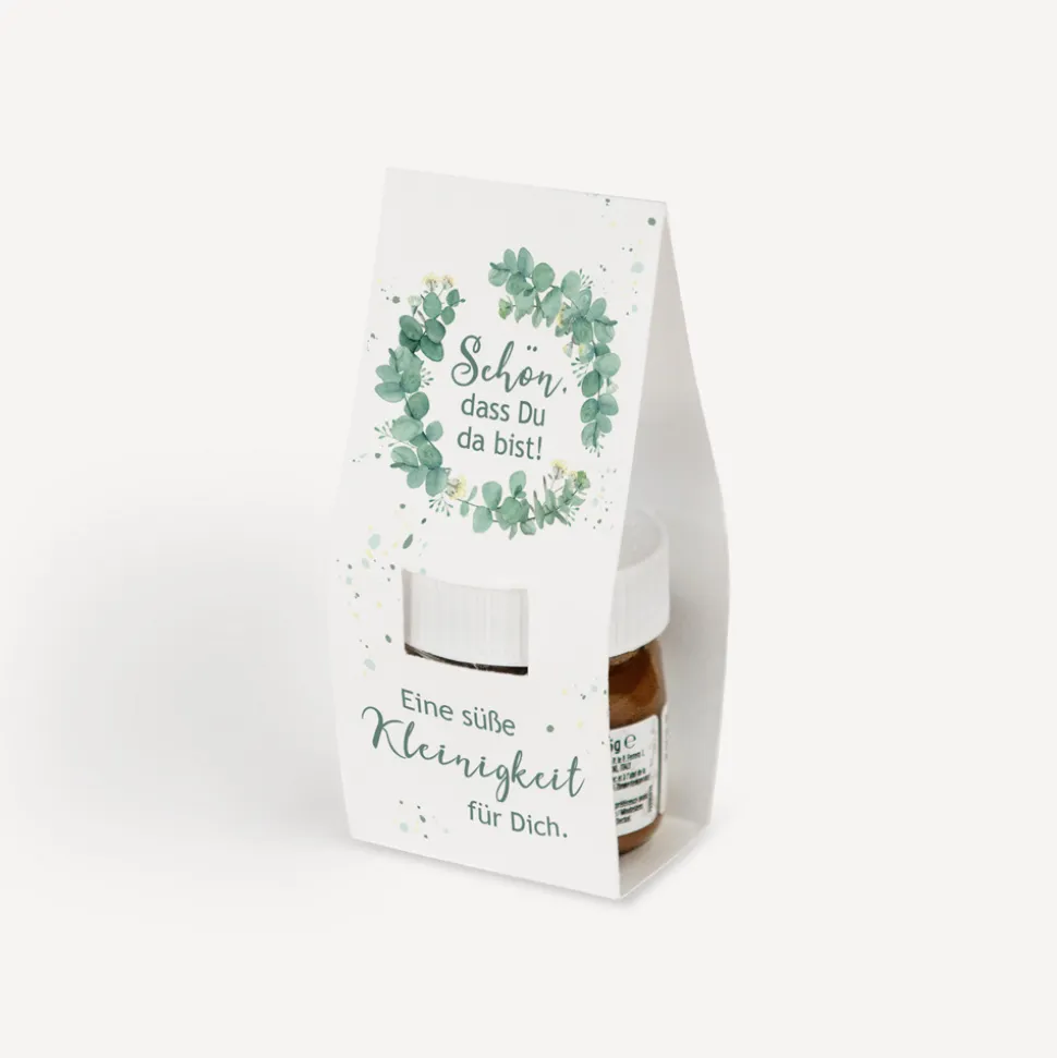 Geschenktäschchen mit Nutella "Eukalyptuskranz"