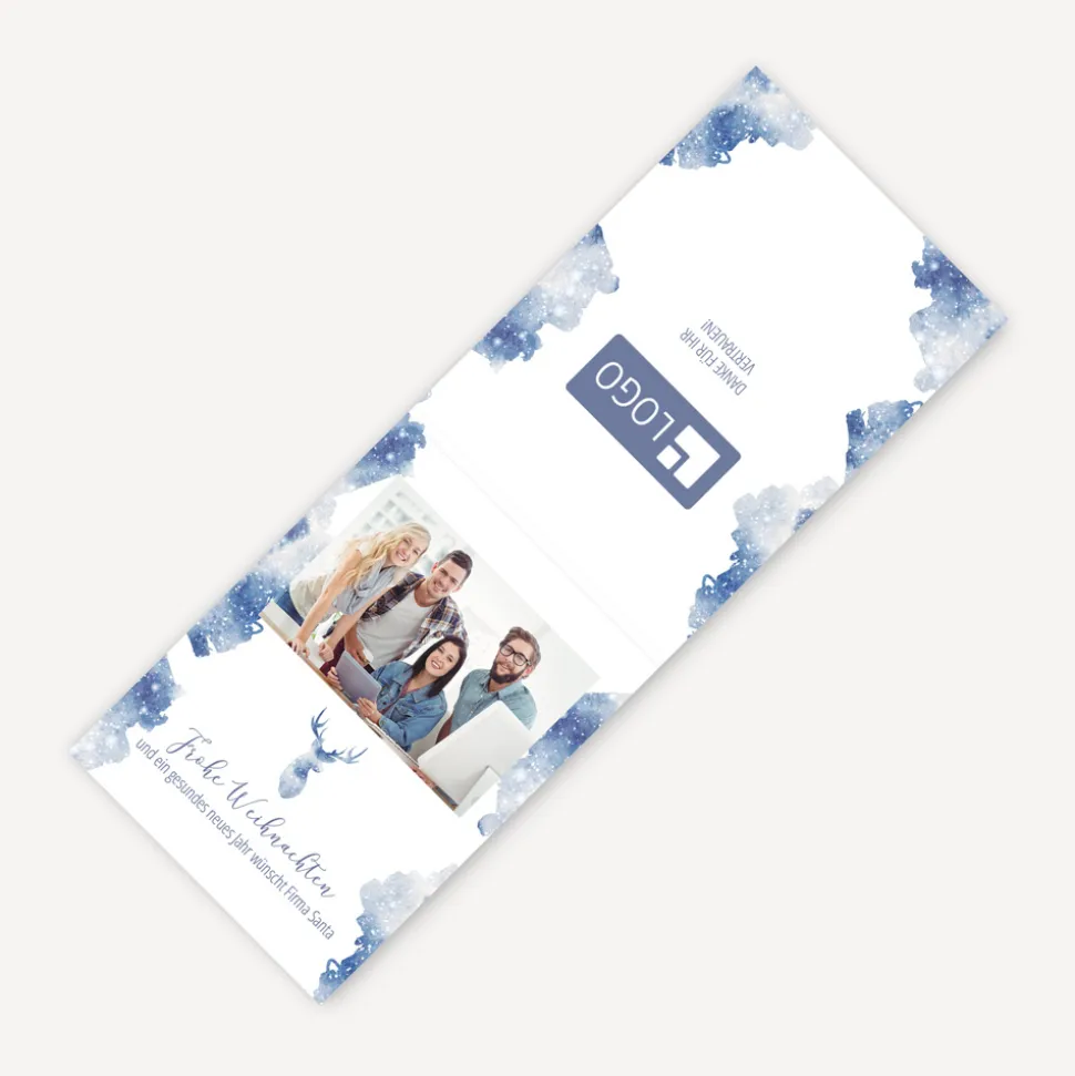 Geschenktüte lang mit Etikett "Aquarell Rentier"