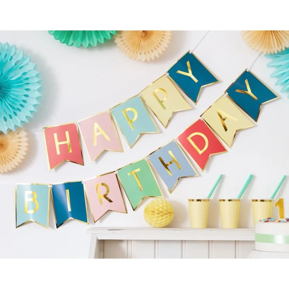 Girlande "Happy Birthday" bunt