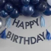 Girlande "Happy Birthday" dunkelblau mit Tasseln