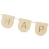 Girlande Happy Birthday mit Blümchen creme-gold