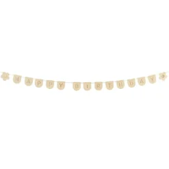 Girlande Happy Birthday mit Blümchen creme-gold