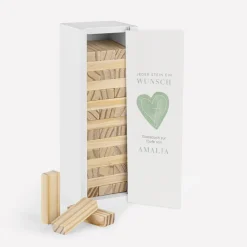 Gästebuch Alternative Wackelturm mit Geschenkbox "Herz"