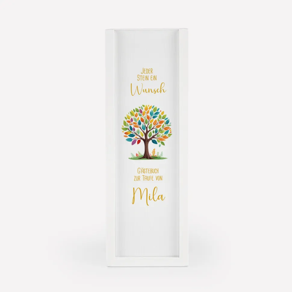 Gästebuch Alternative Wackelturm mit Geschenkbox "Baum Herzen" mint