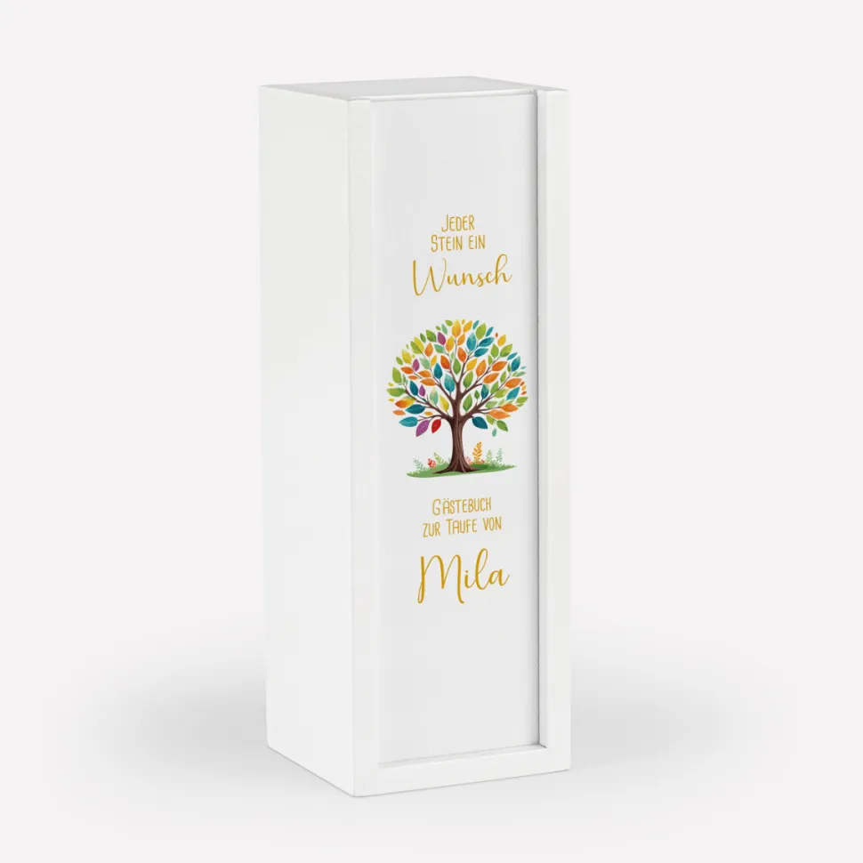Gästebuch Alternative Wackelturm mit Geschenkbox "Baum Herzen" mint