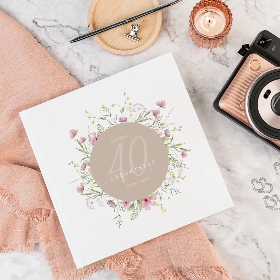 Gästebuch Geburtstag "Blooming Romance"