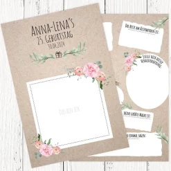 Gästebuchkarten Vintage Blumen personalisiert 48 Stück