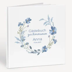 Gästebuch Kommunion "Blütenkranz blau"