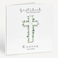 Gästebuch Kommunion "Eukalyptus Kreuz"