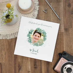 Gästebuch Kommunion "Eukalyptuskranz mit Foto"
