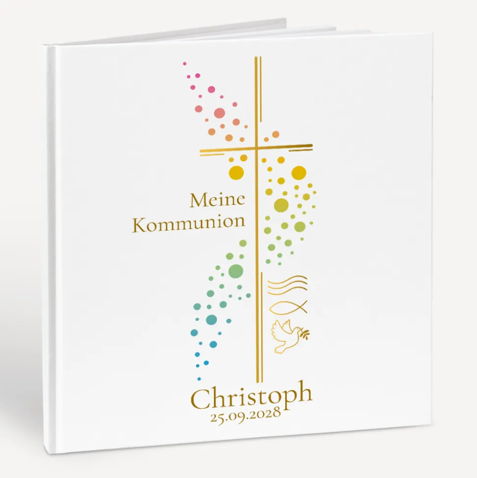 Gästebuch Kommunion "Kreuz mit Symbolen"
