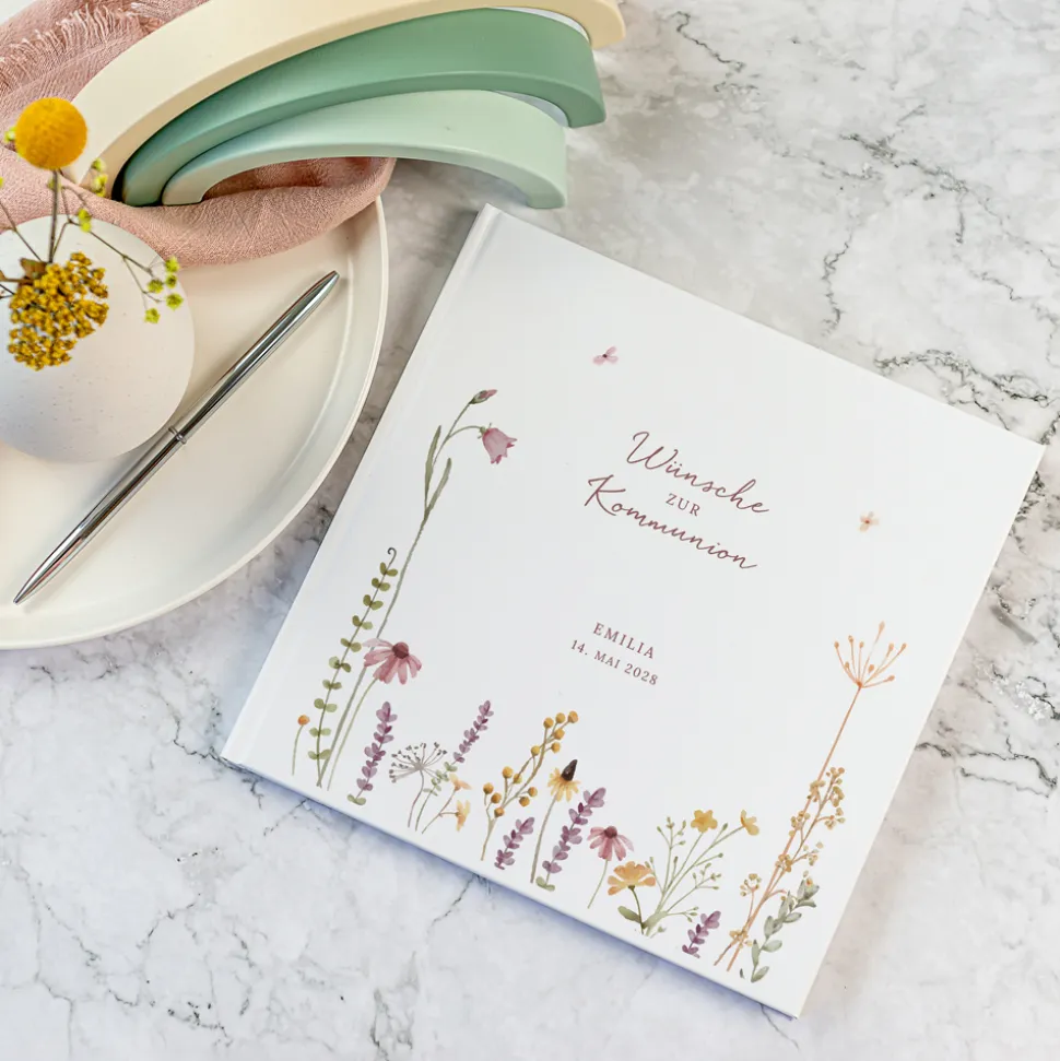 Gästebuch Kommunion "Wildromantische Blüten"