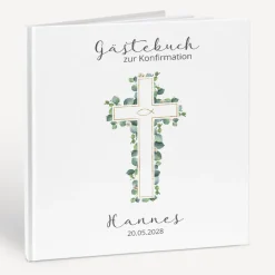 Gästebuch Konfirmation "Eukalyptus Kreuz"