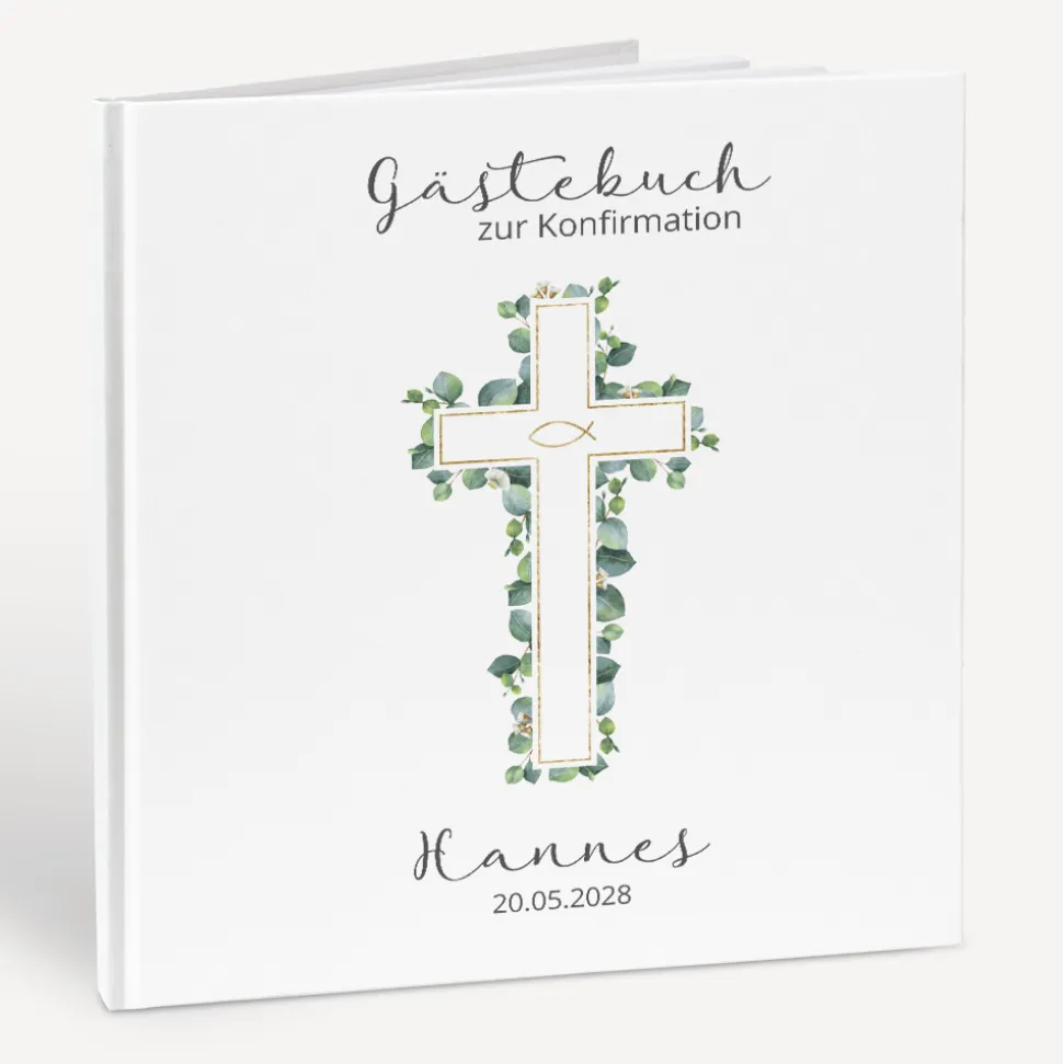 Gästebuch Konfirmation "Eukalyptus Kreuz"