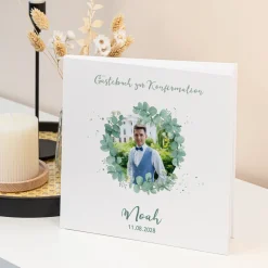Gästebuch Konfirmation "Eukalyptuskranz mit Foto"