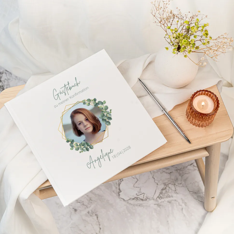 Gästebuch Konfirmation "Eukalyptus Geometrie"