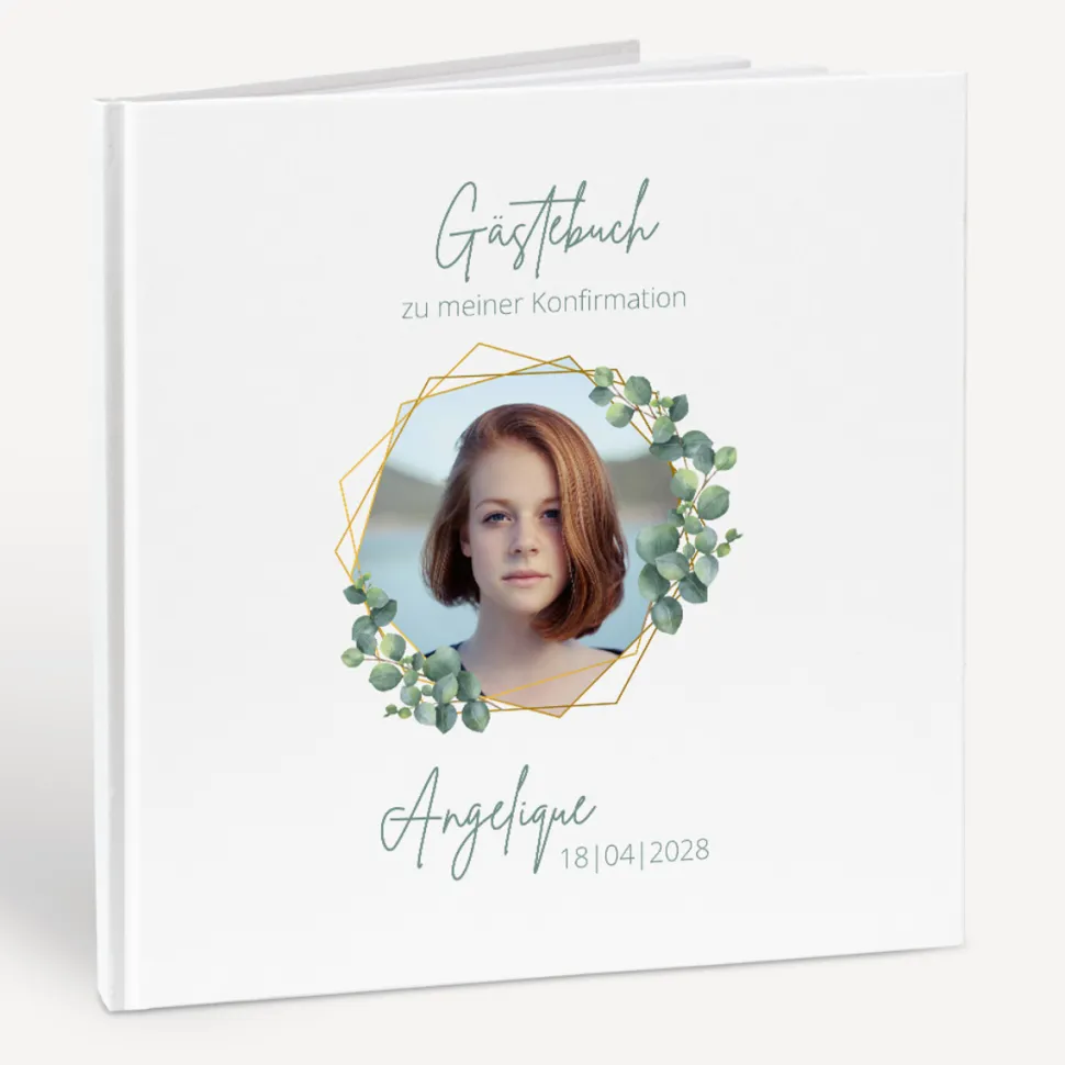 Gästebuch Konfirmation "Eukalyptus Geometrie"