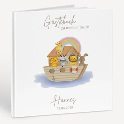 Gästebuch Taufe "Arche Noah Regenbogen Pastell"