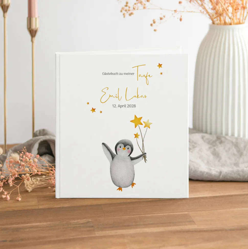 Gästebuch Taufe "Fröhlicher Pinguin"