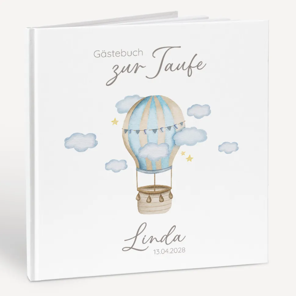 Gästebuch Taufe "Heißluftballon mit Wimpelkette"